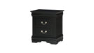 Louis Philippe Black Wood 2 Drawer Nightstand