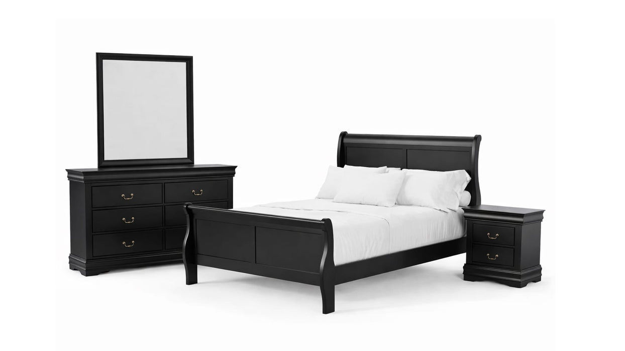 Louis Philippe Black Wood Queen Bedroom Set