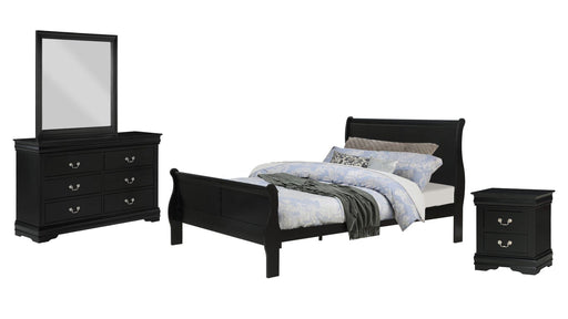 Louis Philippe Black Wood Twin Bedroom Set