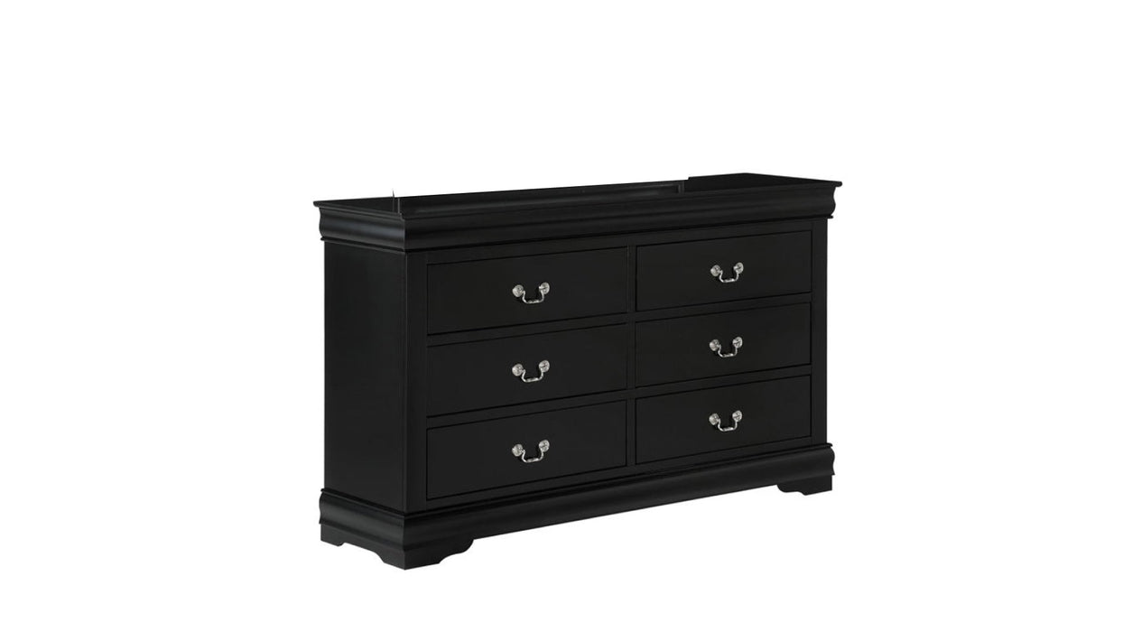 Louis Philippe Black Wood Twin Bedroom Set