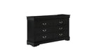 Louis Philippe Black Wood Twin Bedroom Set
