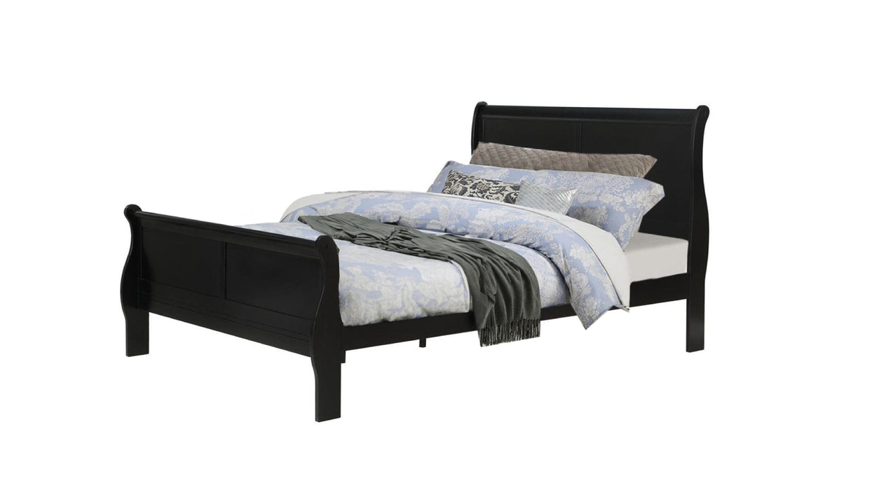 Louis Philippe Black Wood Twin Bedroom Set