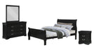 Louis Philippe Black Wood Twin Bedroom Set