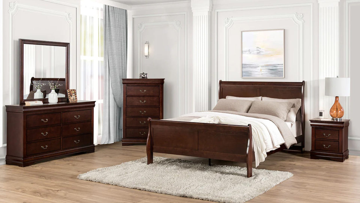 Louis Philippe Brown Wood Queen Bedroom Set