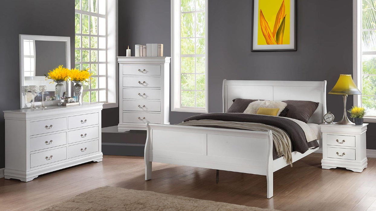Louis Philippe White Wood Queen Bedroom Set