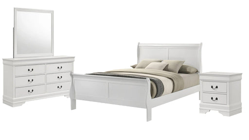 Louis Philippe White Wood Queen Bedroom Set