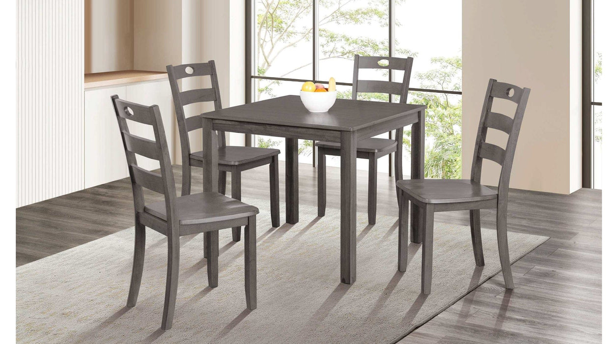 Lubbock Gray Wood Standard Height 5pc Dining Table & Chair Set
