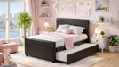 M7526 Black Faux Leather Twin Day Bed With Trundle