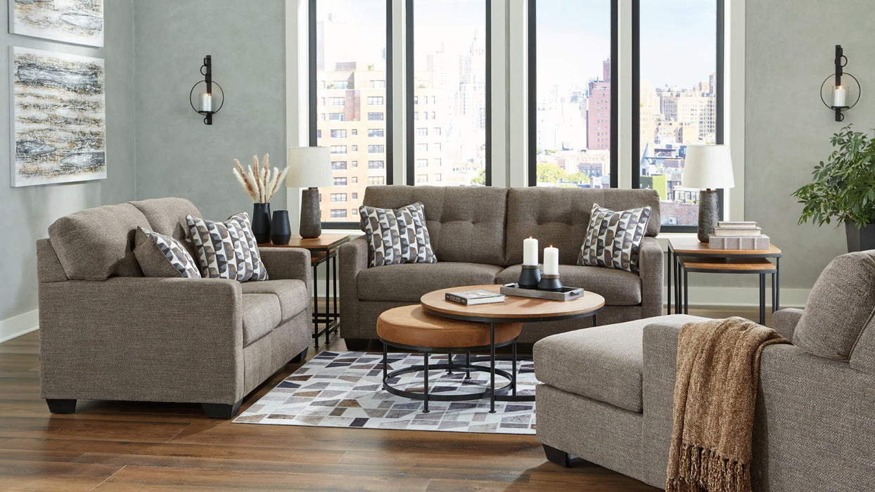 Mahony Brown Fabric Sofa & Loveseat Set