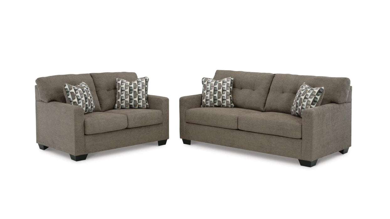 Mahony Brown Fabric Sofa & Loveseat Set