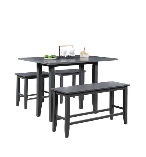 Malibu Gray Wood Counter Height 4pc Dining Table & Chair Set