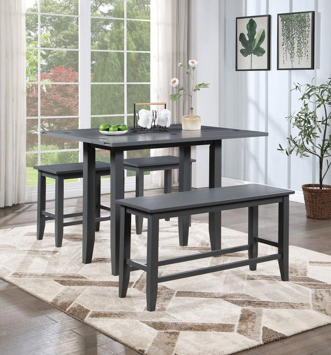 Malibu Gray Wood Counter Height 4pc Dining Table & Chair Set