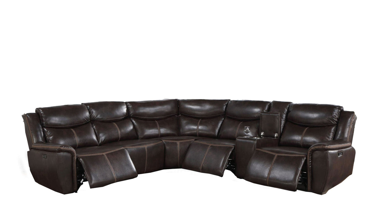 Marisol Brown Faux Leather Power Recliner Sectional Sofa