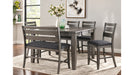 Mason Gray Wood And Upholstered Counter Height 6pc Dining Table, Chai