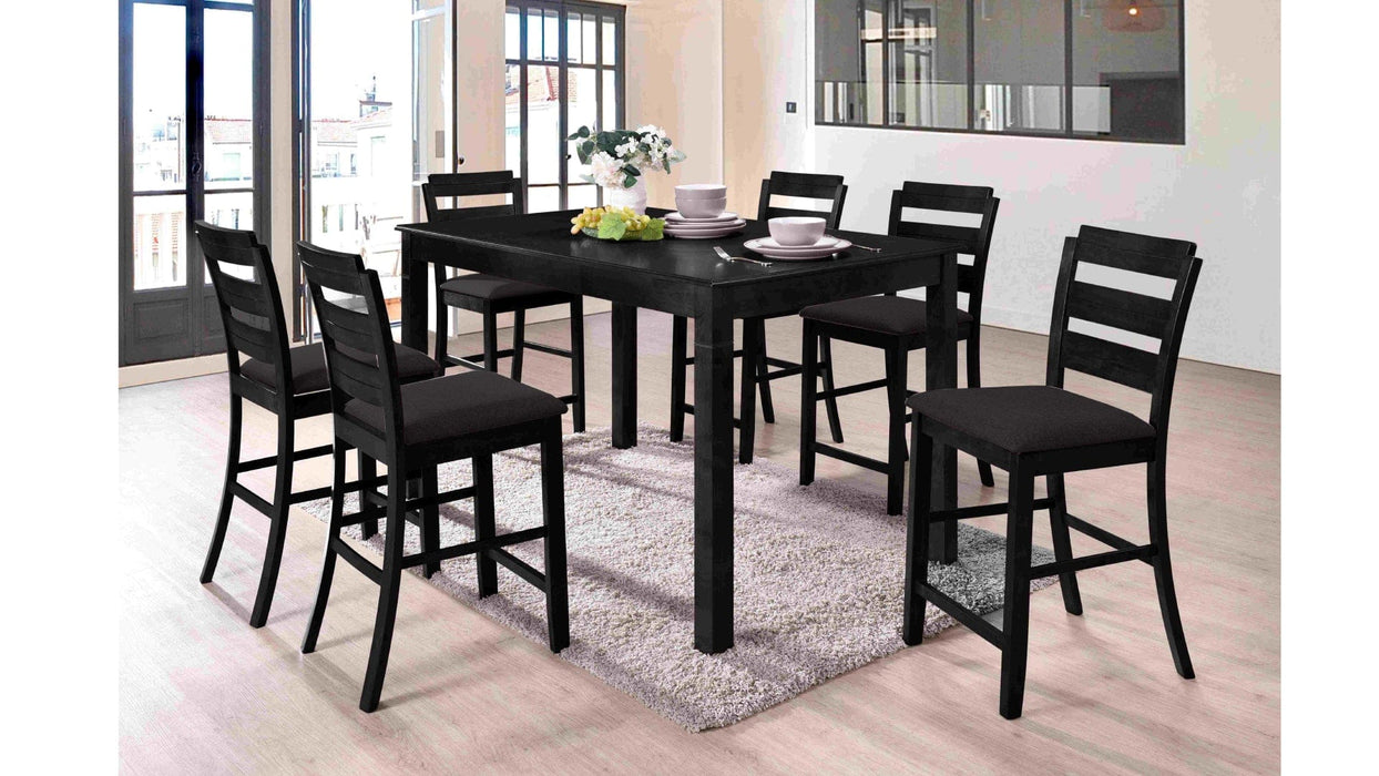 Max Brown Wood And Upholstered Counter Height 7pc Dining Table & Chai