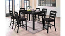Max Brown Wood And Upholstered Counter Height 7pc Dining Table & Chai