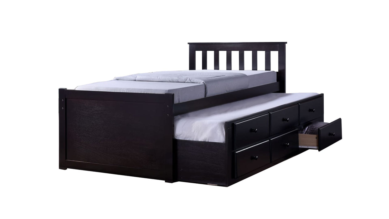 Maya Brown Wood Twin Over Twin Day Bed With Trundle