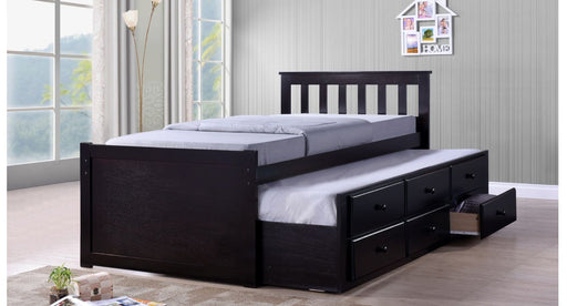 Maya Brown Wood Twin Over Twin Day Bed With Trundle