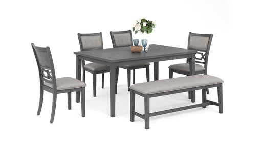 Meadowcrest Gray Wood And Upholstered Standard Height 6pc Dining Tabl