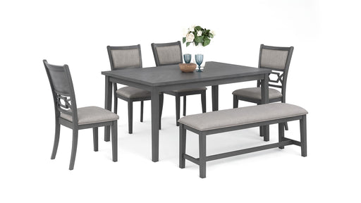 Meadowcrest Gray Wood And Upholstered Standard Height 6pc Dining Tabl