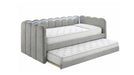Melody Gray Wood And Upholstered Twin Over Twin Day Bed With Trundle