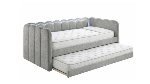 Melody Gray Wood And Upholstered Twin Over Twin Day Bed With Trundle