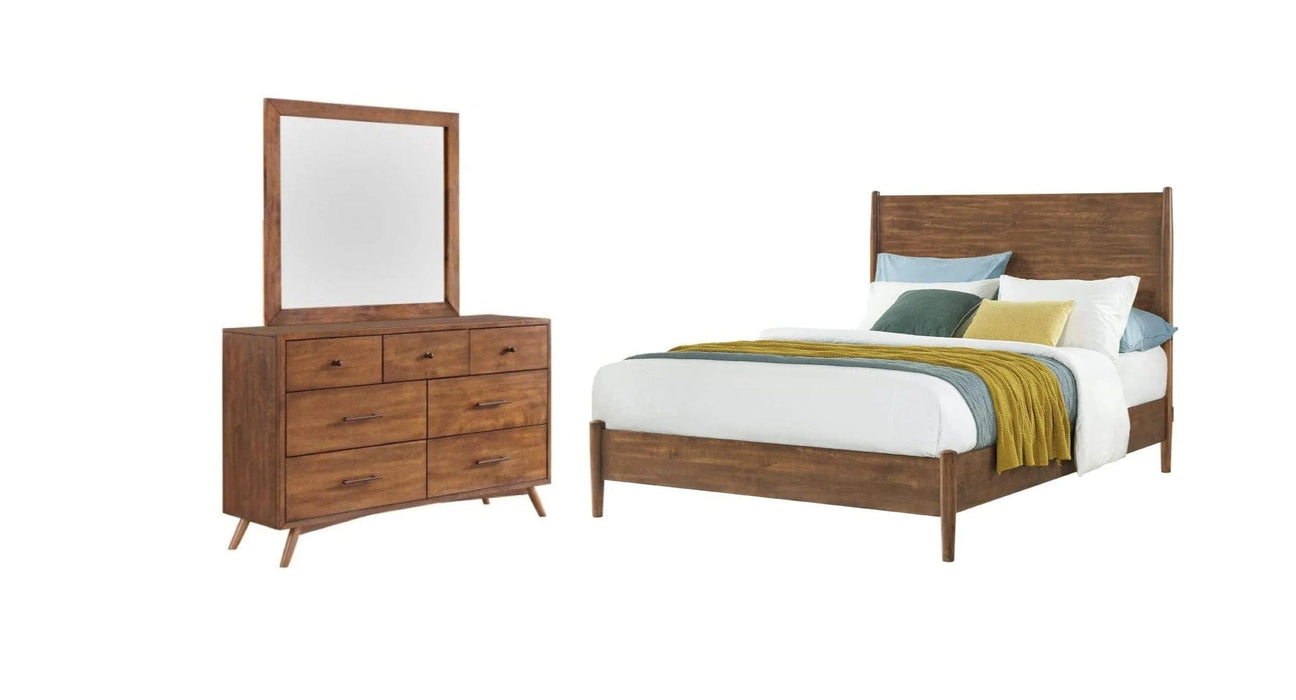 MidCentury Modern Brown Wood Queen Bedroom Set