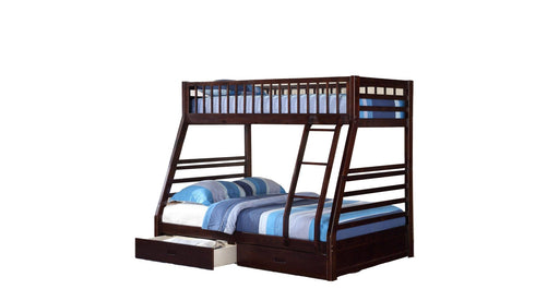 Milt Brown Wood Twin Over Full Bunk Bed & Under Bed Storage