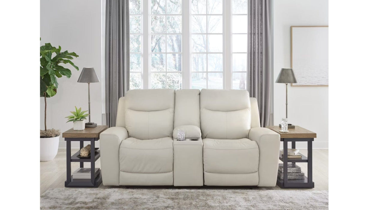 Mindanao Beige Faux Leather Power Reclining Sofa & Loveseat Set