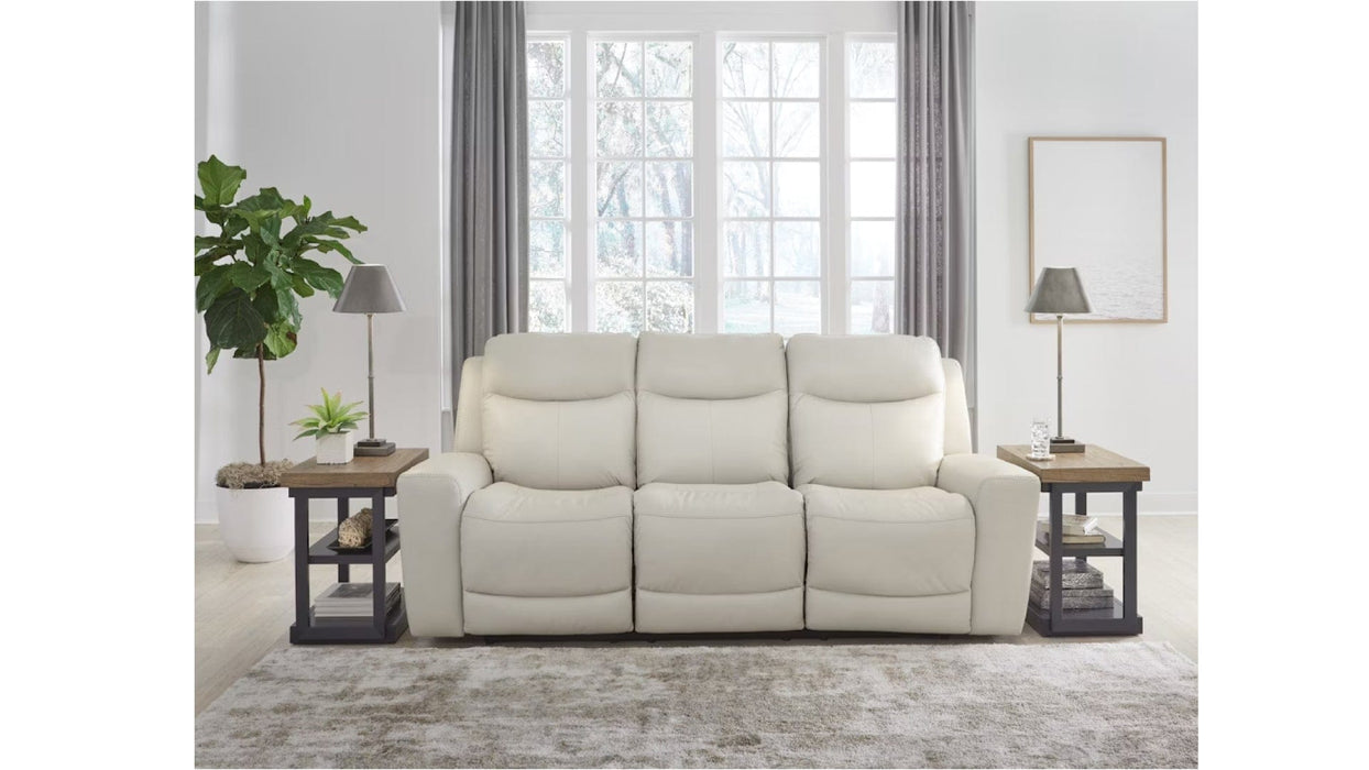 Mindanao Beige Faux Leather Power Reclining Sofa & Loveseat Set