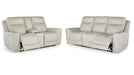 Mindanao Beige Faux Leather Power Reclining Sofa & Loveseat Set