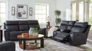 Montacute Gray Faux Leather Reclining Sofa And Loveseat Set