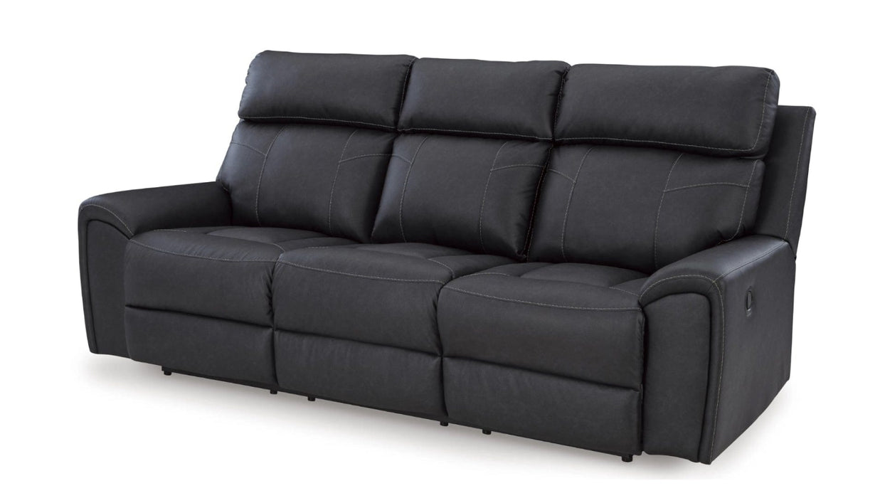 Montacute Gray Faux Leather Reclining Sofa And Loveseat Set