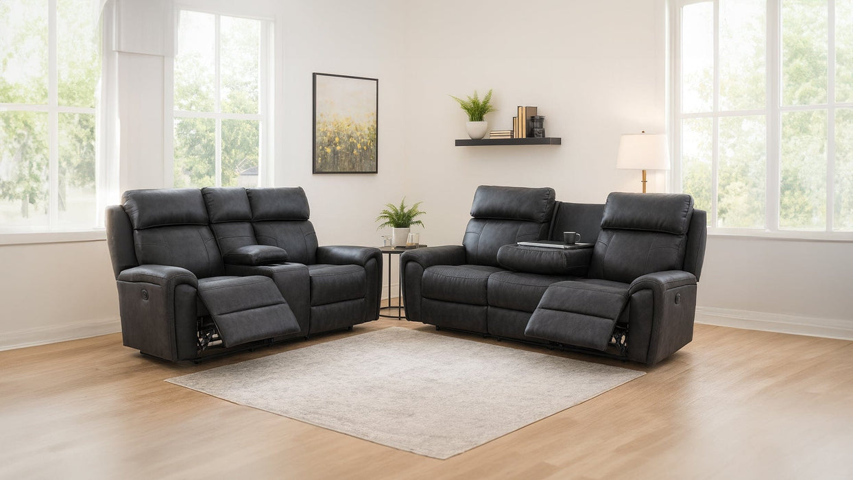 Montacute Gray Faux Leather Reclining Sofa And Loveseat Set