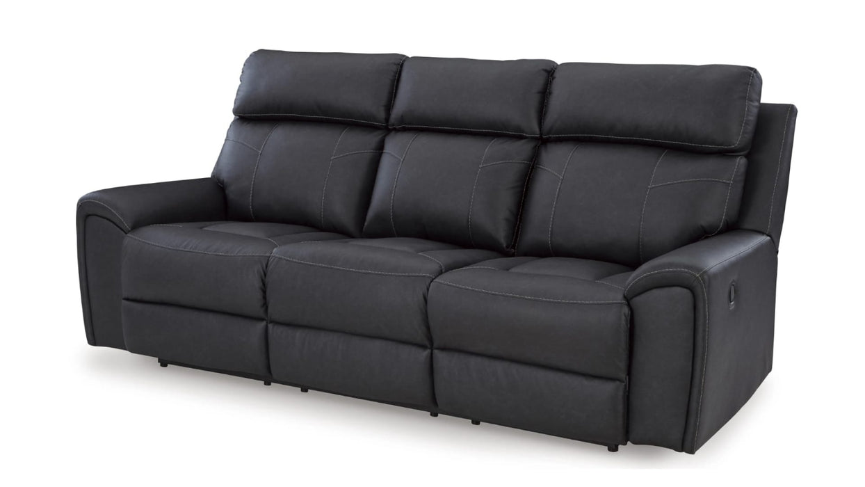 Montacute Gray Faux Leather Reclining Sofa And Loveseat Set
