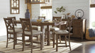 Moriville Brown Wood Counter Height 7pc Dining Table & Chair Set