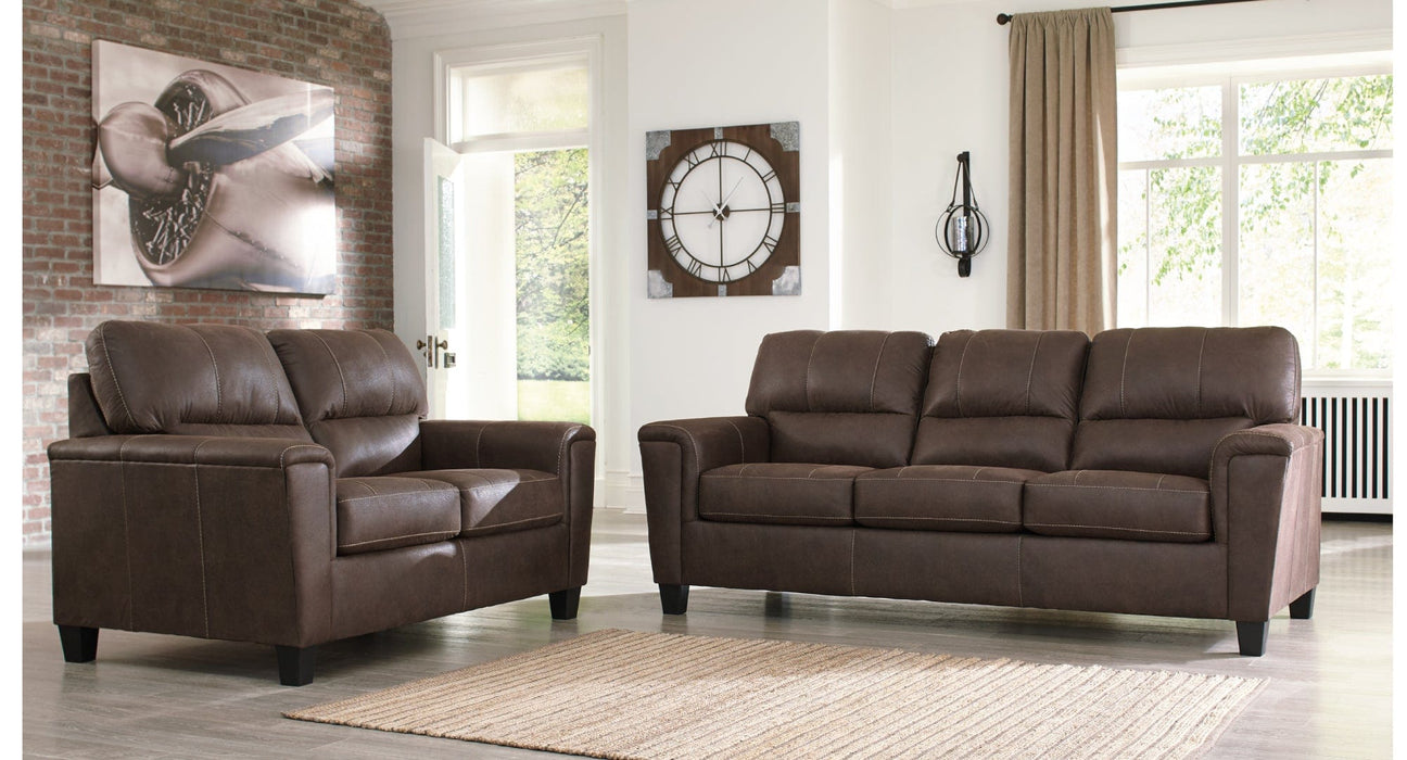 Navi Brown Faux Leather Sofa Bed & Loveseat Set