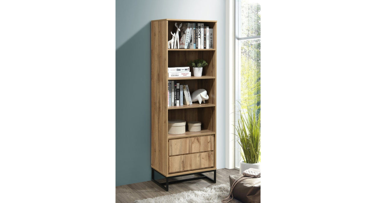 Oak Finish Brown Wood And Metal Storage Cabinet