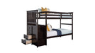 Ontario espresso twin over twin bunk bed with stairway storage drawers
