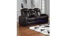 Party Time Black Polyester Blend Power Recliner Loveseat