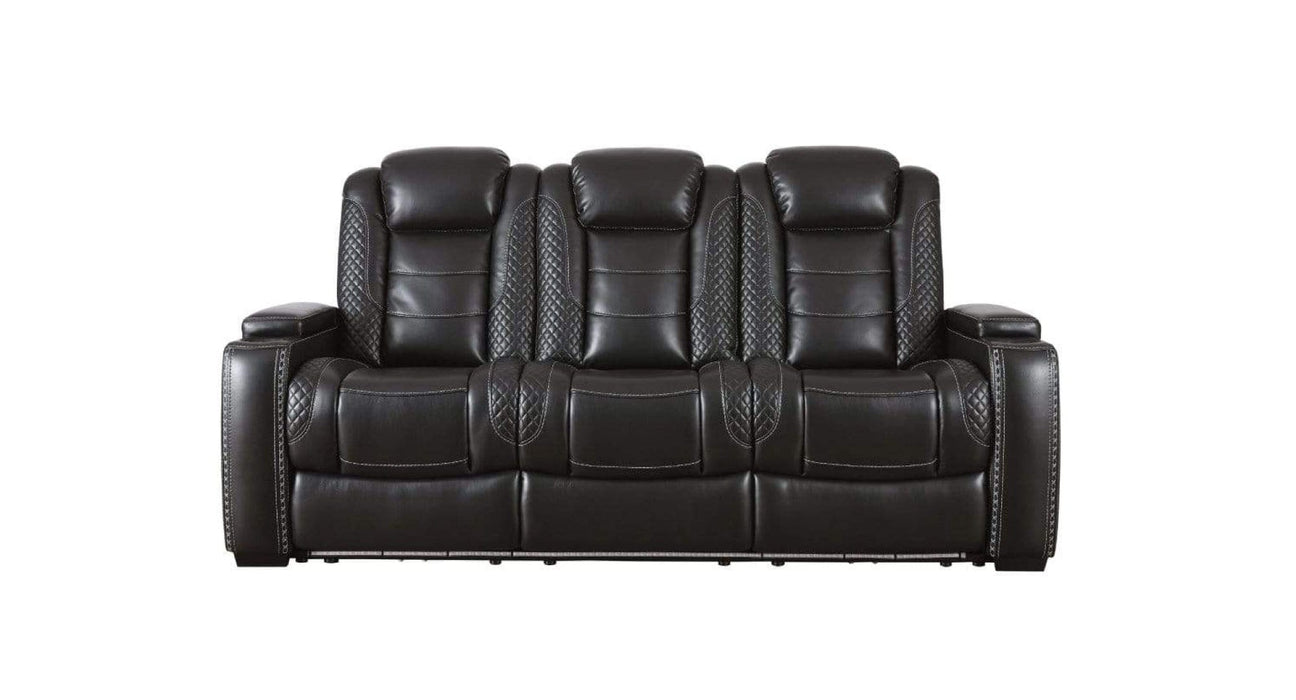 Party Time Black Polyester Blend Power Recliner Sofa