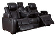 Party Time Black Polyester Blend Power Recliner Sofa