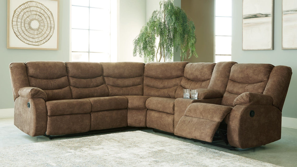 Partymate Brindle Brown Leather Match Reclining Sectional