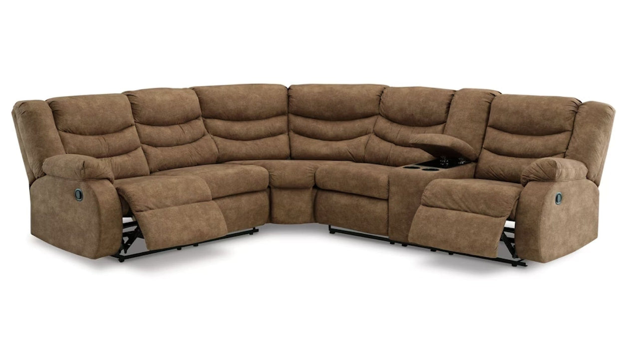 Partymate Brindle Brown Leather Match Reclining Sectional