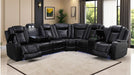 Plithzy Black Faux Leather Power Recliner Sectional Sofa