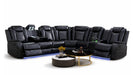 Plithzy Black Faux Leather Power Recliner Sectional Sofa