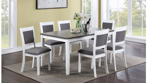 Porto White Wood And Upholstered Standard Height 7pc Dining Table & C