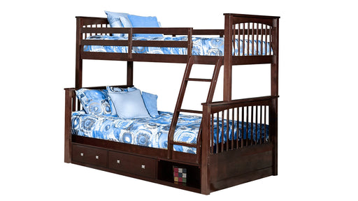 Pulse Brown Wood Twin Over Full Bunk Bed & Under Bed Storage