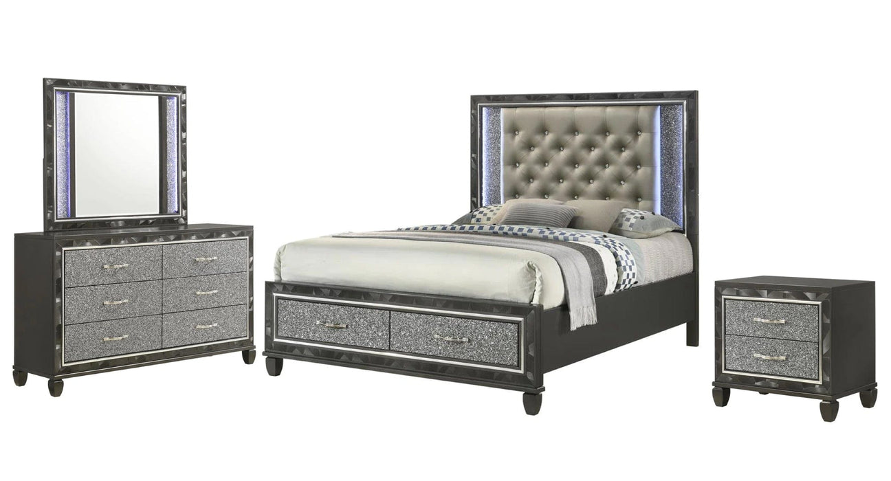 Radiance Black Wood And Upholstered Queen Bedroom Set