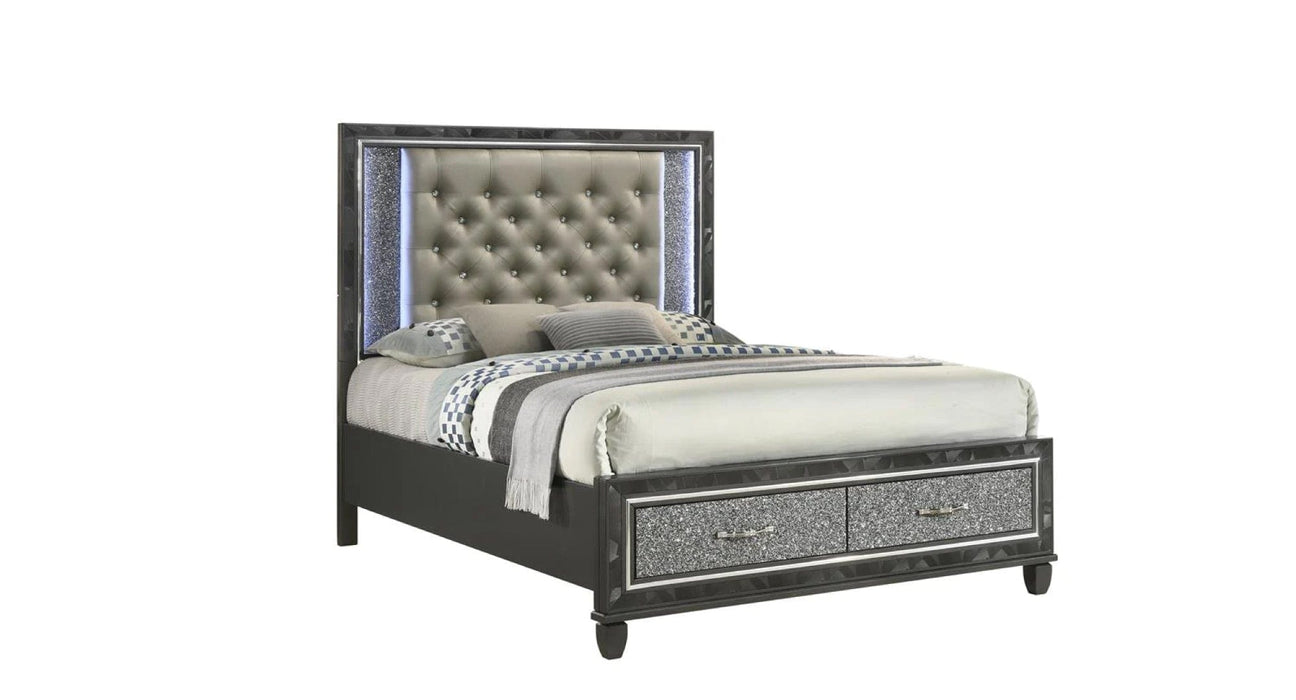 Radiance Black Wood And Upholstered Queen Bedroom Set